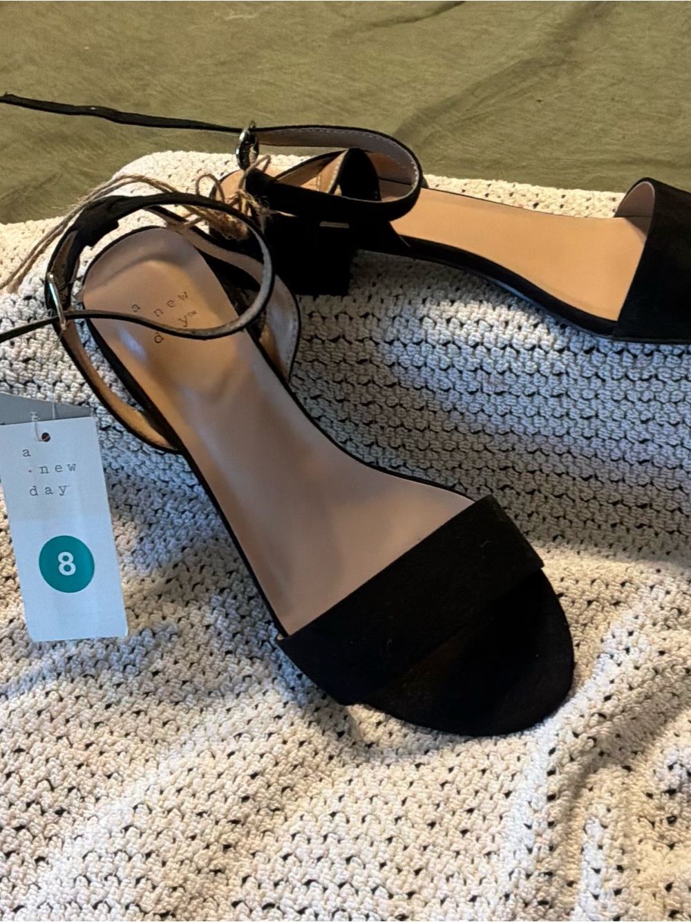 a new day Black Ankle-Strap Block Heel Sandals